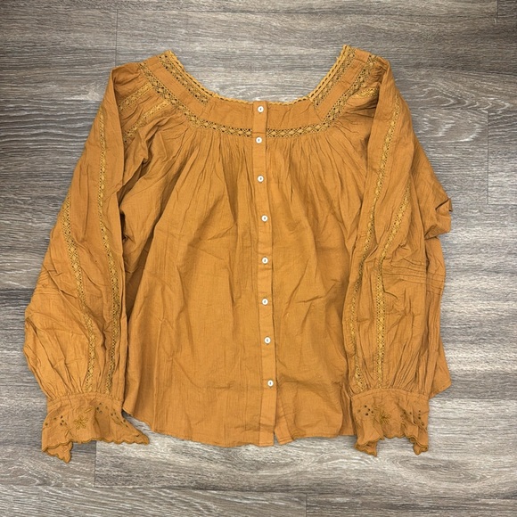 Free People Mustard embroidered top - Picture 5 of 5